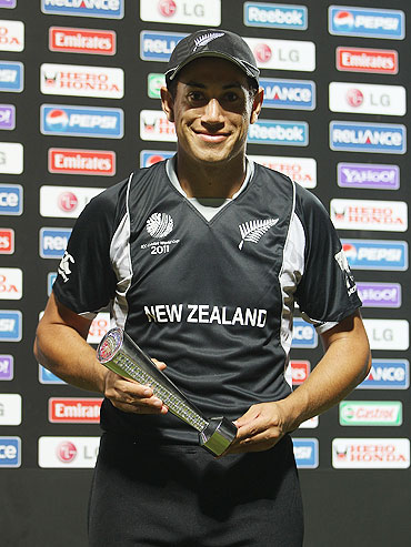 Ross Taylor with the Man of the Match award on Tuesday