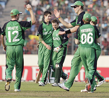 Ireland's George Dockrell (2nd from left) celebrates with his teammates