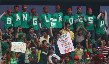 Bangladesh fans cheer the team