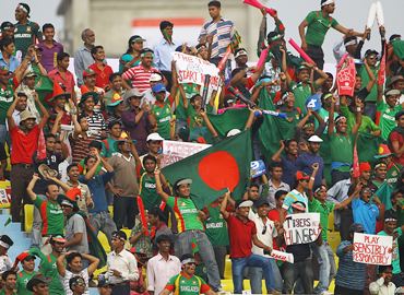 Bangladesh supporters celebrate in the stands