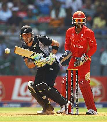 Brendon McCullum plays a shot during his innings