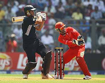 Ross Taylor plays a shot during his knock against Canada