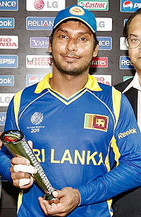 Kumar Sangakkara with the Man of the Match award