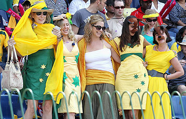 Australian fans enjoy themselves during the match between Australia and Pakistan