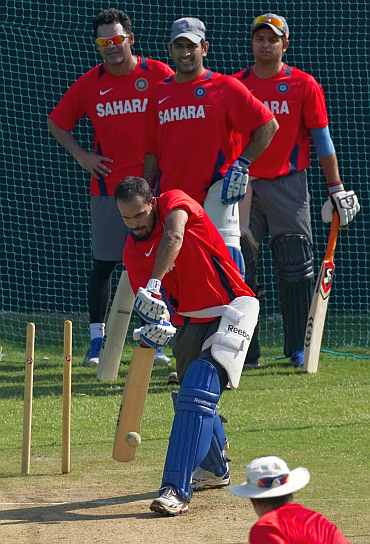 Yusuf Pathan bats during a practice session