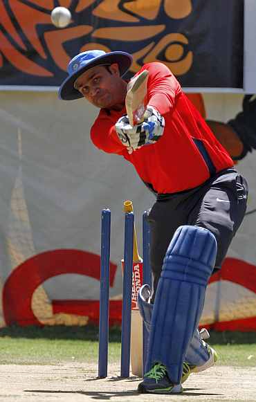 Virender Sehwag during a practice session
