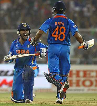 Yuvraj Singh celebrates after beating Australia