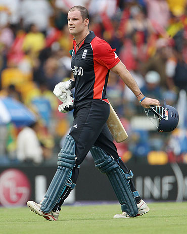 Andrew Strauss walks off after his dismissal