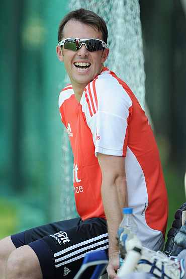 Graeme Swann during a practice session in Hyderabad