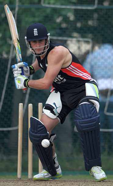 Craig Kieswetter bats during a batting session in Hyderabad