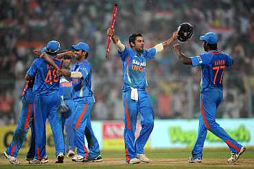 Indian team celebrates after winning the match against England