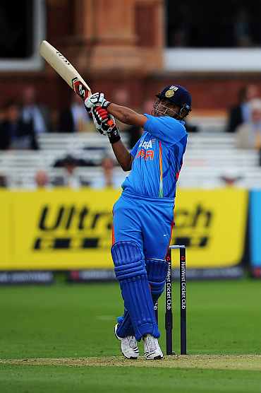 Suresh Raina in action against England