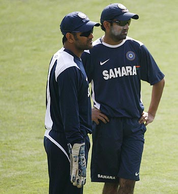 India captain MS Dhoni (left) with Gautam Gambhir