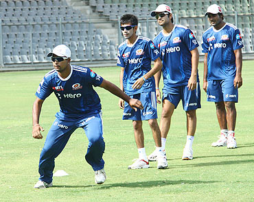 Mumbai Indians players at a training session