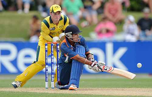 Smit Patel of India bats during the 2012 ICC U19 Cricket World Cup Final between Australia and India