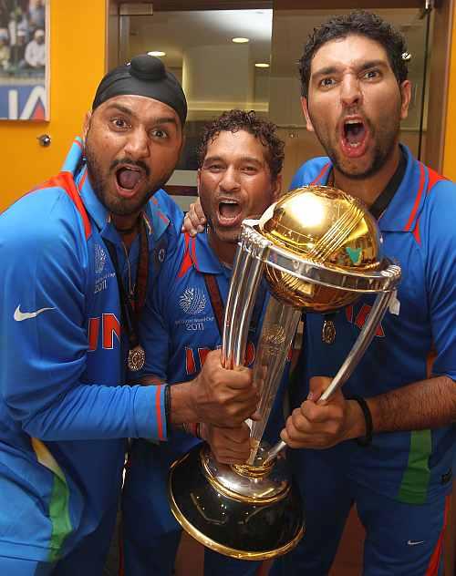 Harbhajan Sing, Sachin Tendulkar and Yuvraj Singh