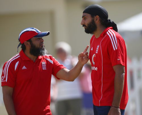 Mushtaq Ahmed with Monty Panesar