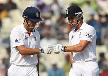 Alastair Cook and Nick Compton during the third Test
