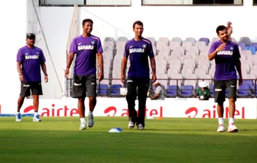 Team India players Pragyan Ojha, Cheteshwar Pujara and Virat Kohli during the nets session