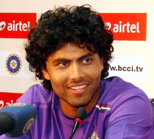 Ravindra Jadeja addresses the media at the end of the first day's play n the fourth Test against England