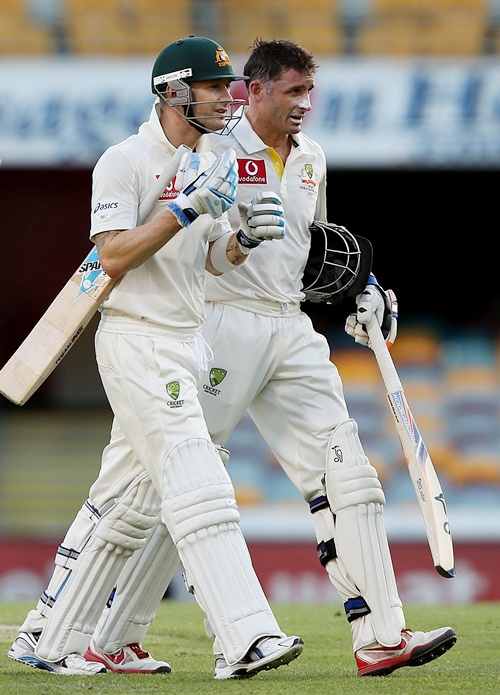 Mike Hussey with Clarke
