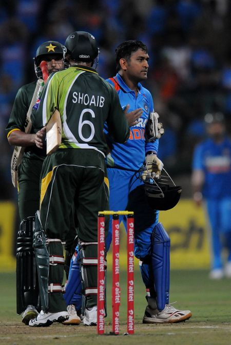 India's MS Dhoni reacts after losing the Twenty20 match against Pakistan