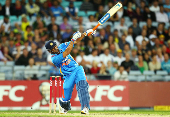 MS Dhoni of India bats during the International Twenty20 match between Australia and India at ANZ Stadium on February 1, 2012 in Sydney