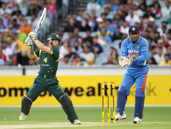 Matthew Wade plays a cut short during the 1st ODI on Sunday