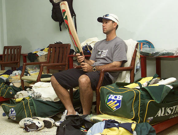 Ricky Ponting of Australia looks on in the change rooms