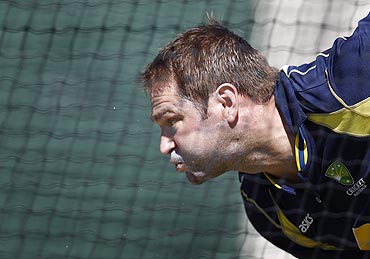 Australia's Ryan Harris bowls during a net session on Monday