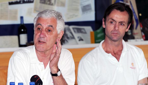 MCC's World Cricket Committee chairman Mike Brearley (left) speaks beside MCC Head of Cricket John Stephenson