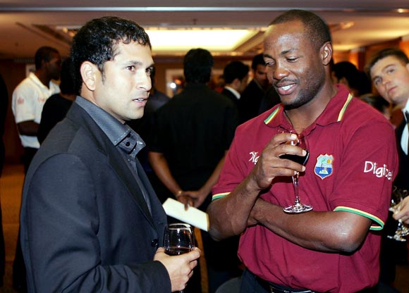 Brian Lara (right) with Sachin Tendulkar