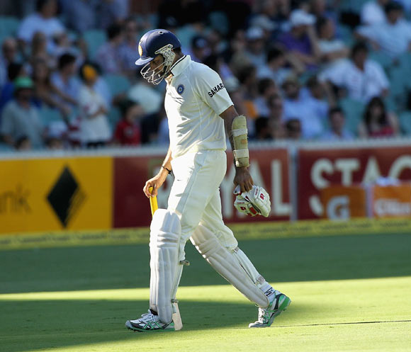 VVS Laxman leaves the field after being dismissed