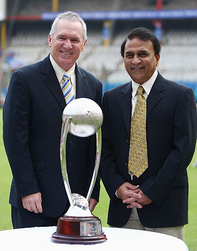 Allan Border (left) of Australian and Sunil Gavaskar of India