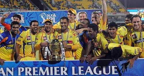 Chennai Super Kings players celebrate after winning IPL IV