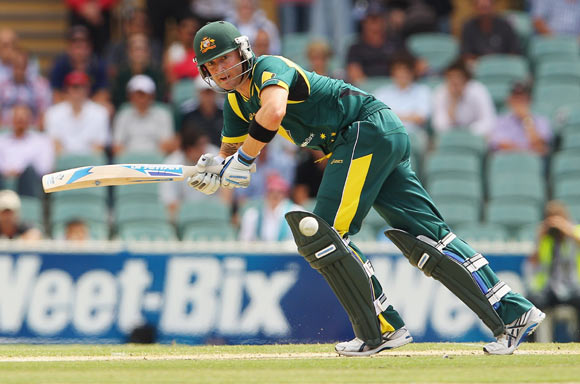 Michael Clarke of Australia bats during the second One Day International Final series match between Australia and Sri Lanka at Adelaide Oval