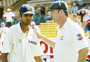 Dravid and Steve Waugh during their playing days