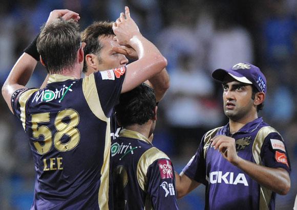 Gambhir with teammates