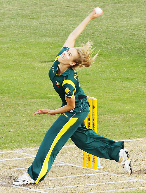 Ellyse Perry of Australia bowls during the Women's Twenty20 match
