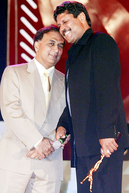 Sunil Gavaskar with Kapil Dev