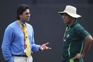 Wasim Akram with Waqar Younis