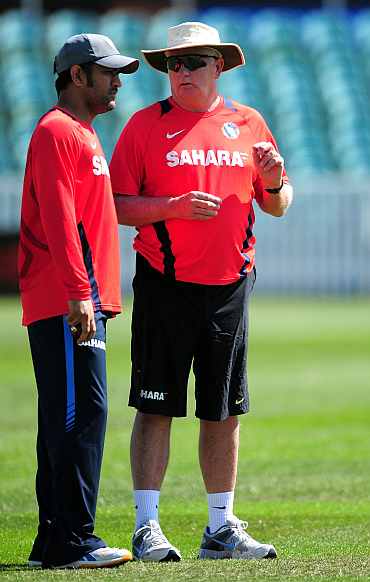 India captain MS Dhoni with coach Duncan Fletcher