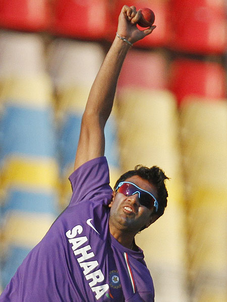 India's Ravichandran Ashwin bowls during a practice session on Tuesday