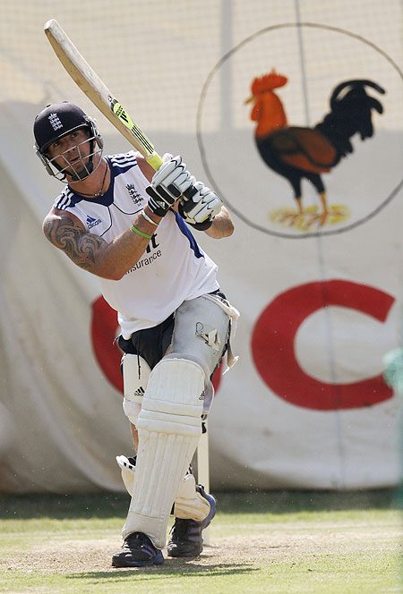 England's Kevin Pietersen plays a shot in the nets on Tuesday