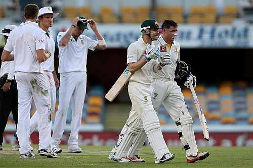 Michael Clarke and Mike Hussey
