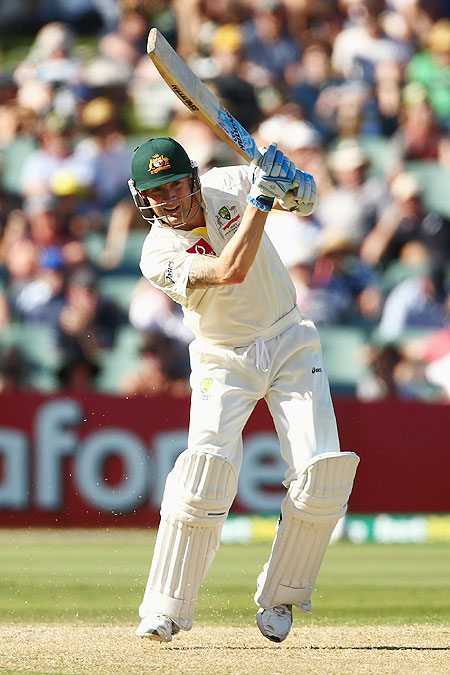 Michael Clarke bats on Day 1 of the 2nd Test at Adelaide Oval on Thursday