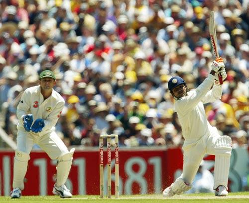 Virender Sehwag's innings of 195 was laced with big hits down the ground and his trademark cuts through backward point