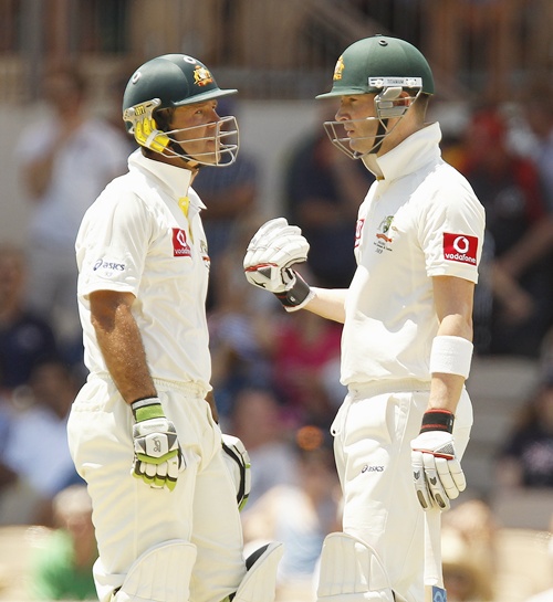 Ricky Ponting with Michael Clarke