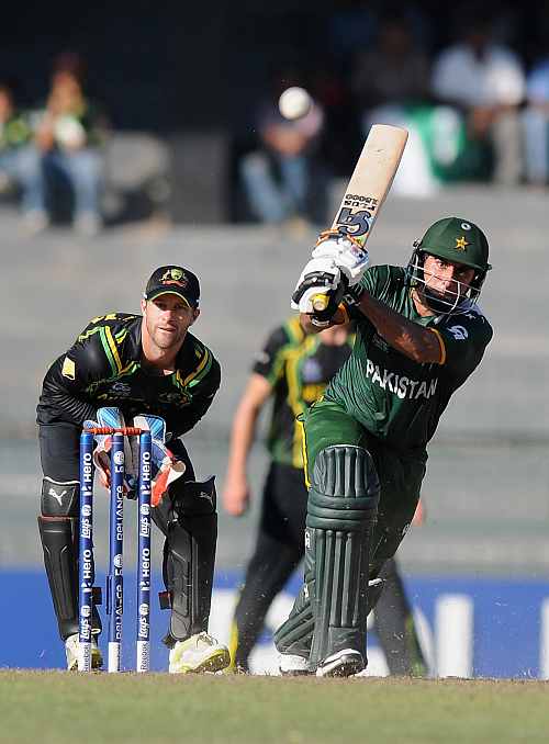 Nasir Jamshed bats during the ICC World Twenty20 2012 Super Eights Group 2 match between Australia and Pakistan