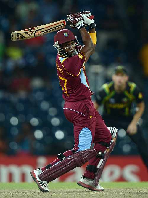 Dwayne Bravo of the West Indies bats during the ICC World Twenty20 2012 Semi Final between Australia and the West Indies